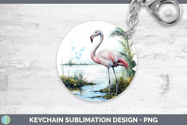 Watercolor Flamingo Keychain Sublimation Keyring Designs