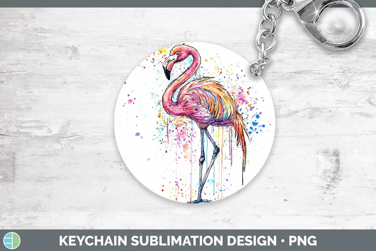 Watercolor Flamingo Keychain Sublimation Keyring Designs