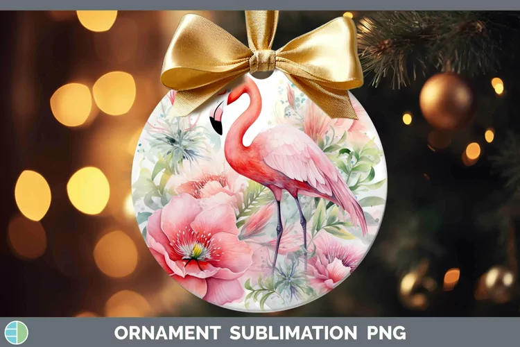 Watercolor Flamingo Ornament | Sublimation Bauble Designs
