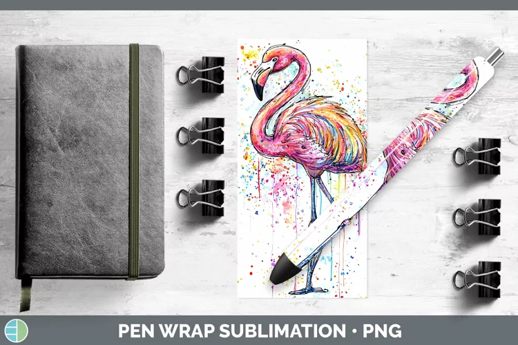 Watercolor Flamingo Pen Wrap Sublimation Pen Designs