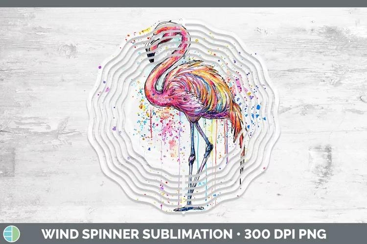 Watercolor Flamingo Wind Spinner Sublimation Spinner Designs