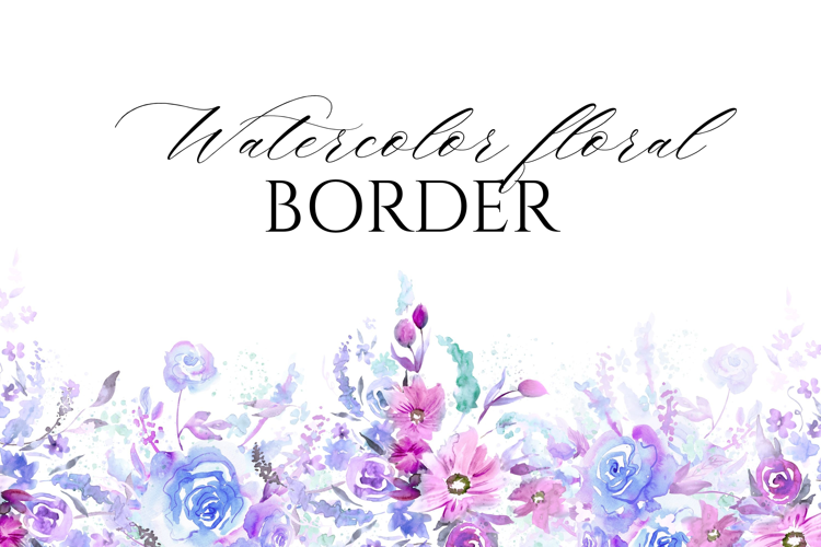 Watercolor Floral Border PNG
