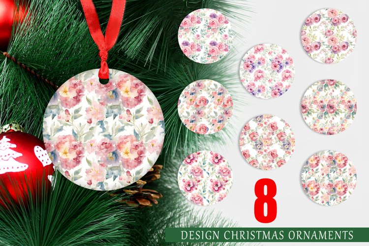 Watercolor floral Christmas Ornaments