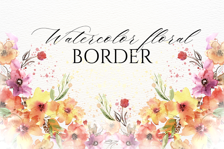 Watercolor Floral Border PNG