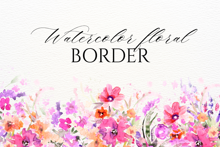 Watercolor Floral Border PNG