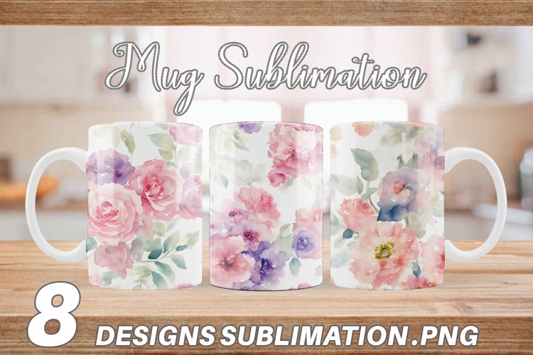 Watercolor floral Mug sublimation design