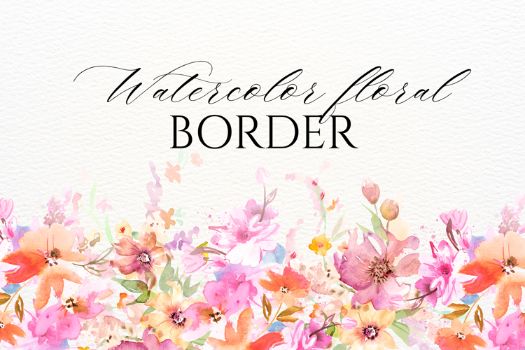 Watercolor Floral Border PNG