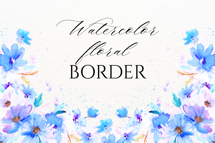Watercolor Floral Border PNG
