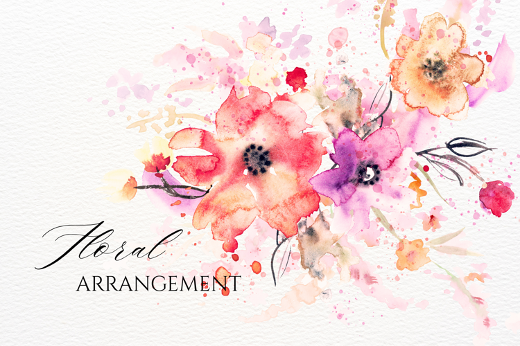 Watercolor Floral Arrangement PNG