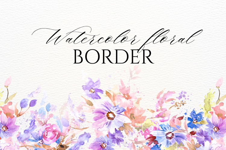 Watercolor Floral Border PNG