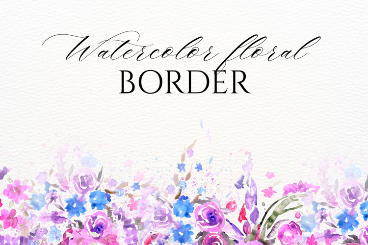 Watercolor Floral Border PNG