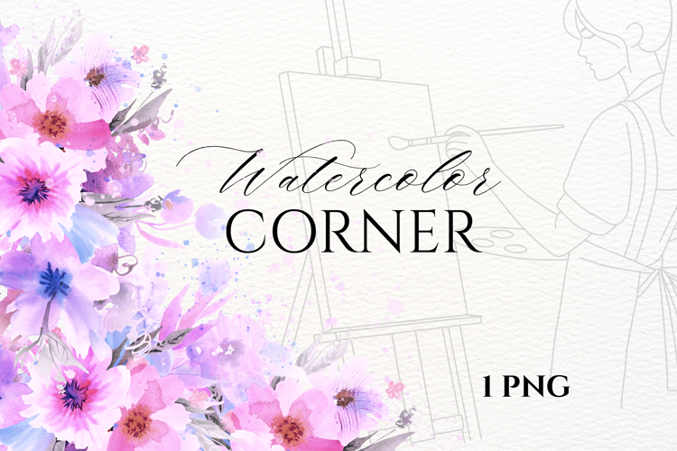Watercolor Floral Corner PNG