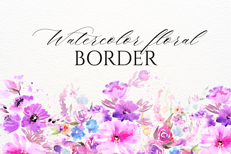 Watercolor Floral Border PNG