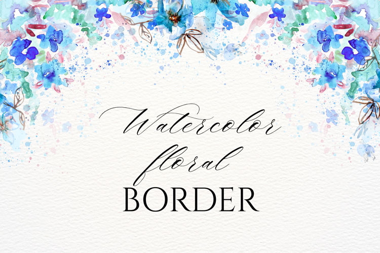 Watercolor Floral Border PNG