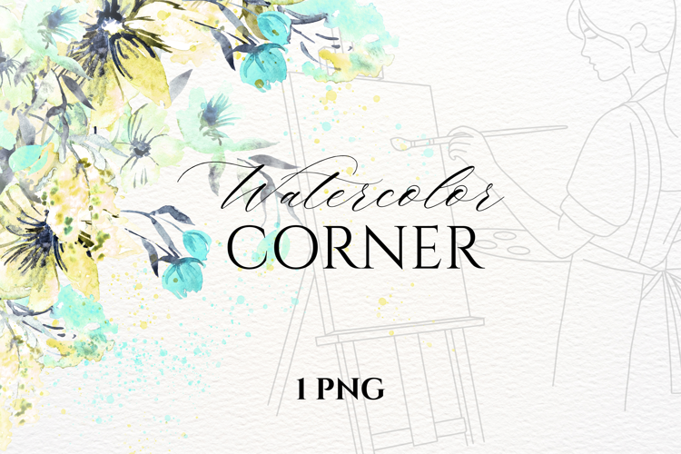 Watercolor Floral Corner PNG