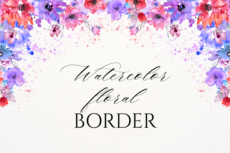 Watercolor Floral Border PNG
