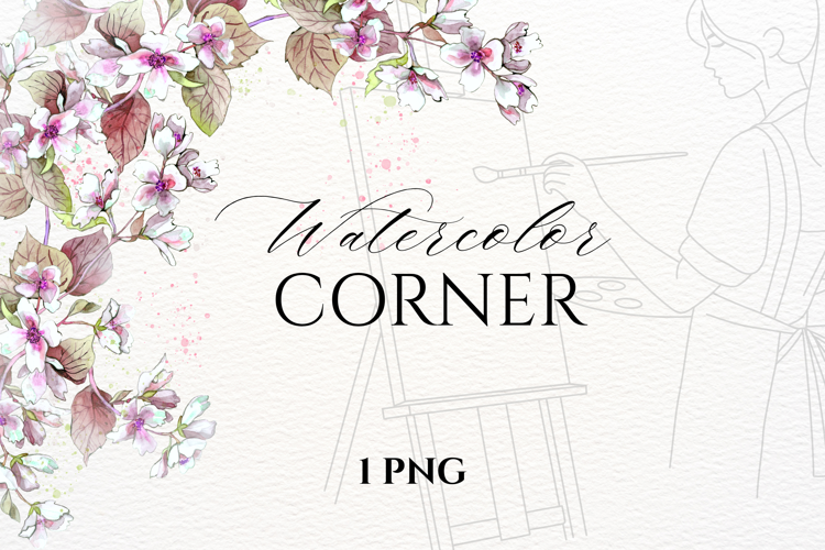 Watercolor Jasmine Floral Border PNG