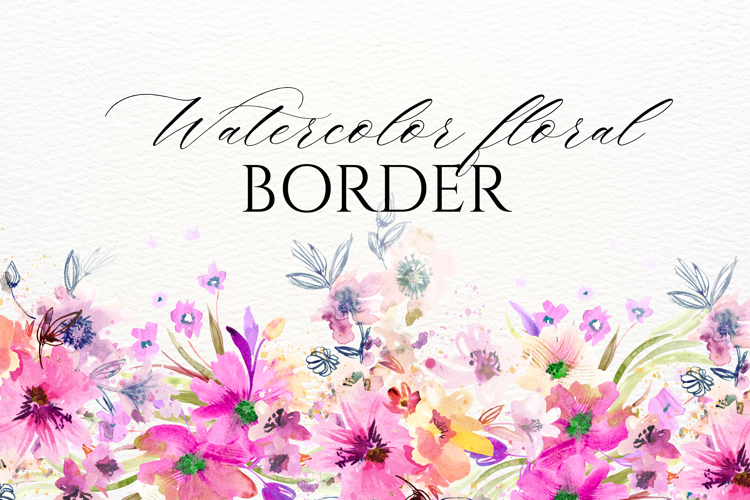 Watercolor Floral Border PNG