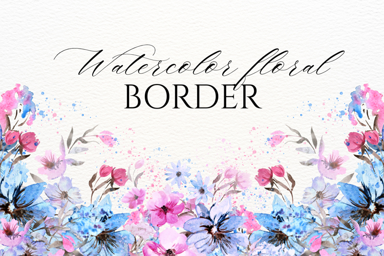Watercolor Floral Border PNG