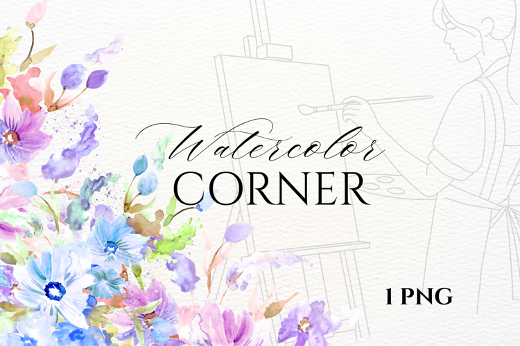 Watercolor Floral Corner PNG