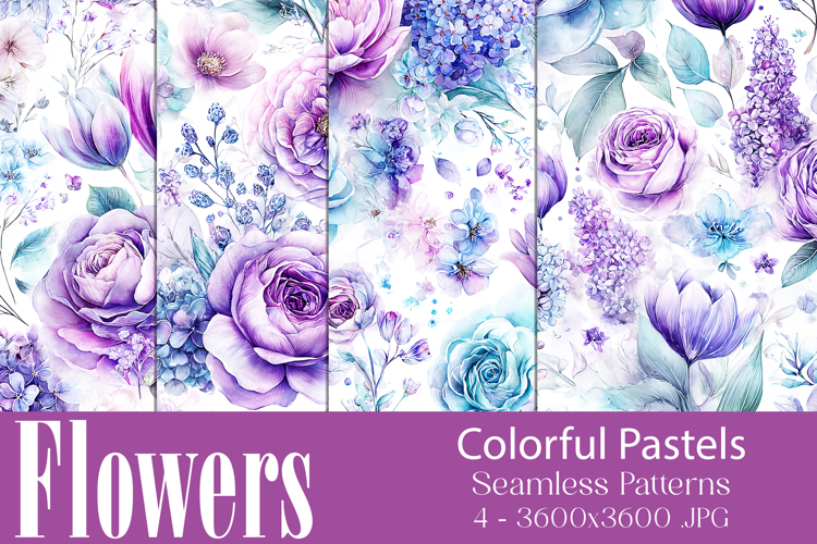 Flower Patterns, Pretty Watercolor Floral Patterns, s2