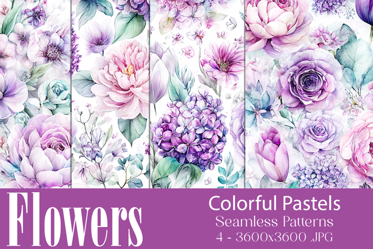 Flower Patterns, Pretty Watercolor Floral Patterns, s12