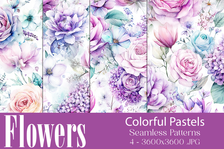 Flower Patterns, Pretty Watercolor Floral Patterns, s13