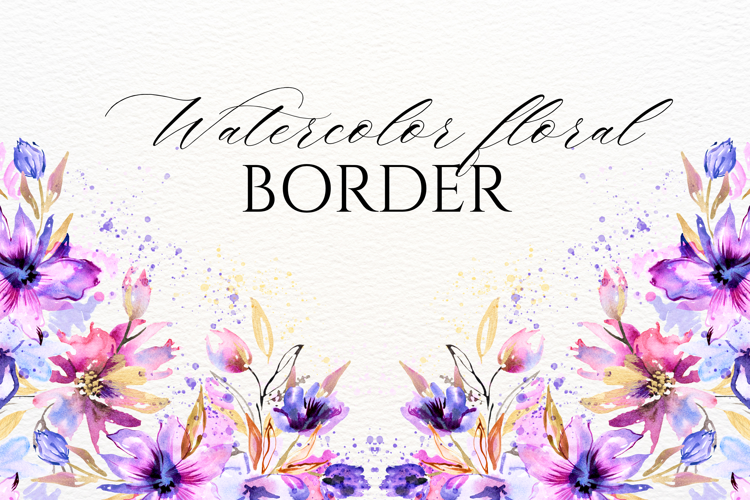 Watercolor Floral Border PNG