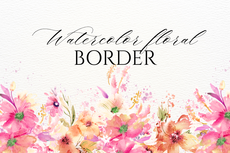 Watercolor Floral Border PNG