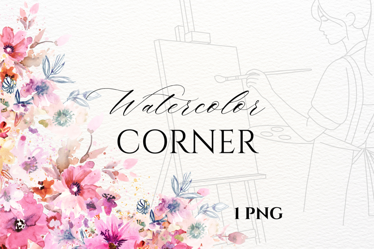 Watercolor Floral Corner PNG