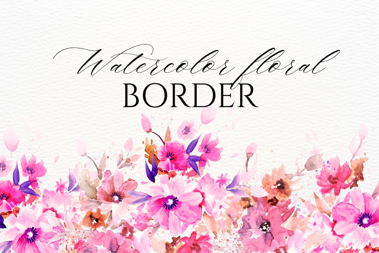 Watercolor Floral Border PNG