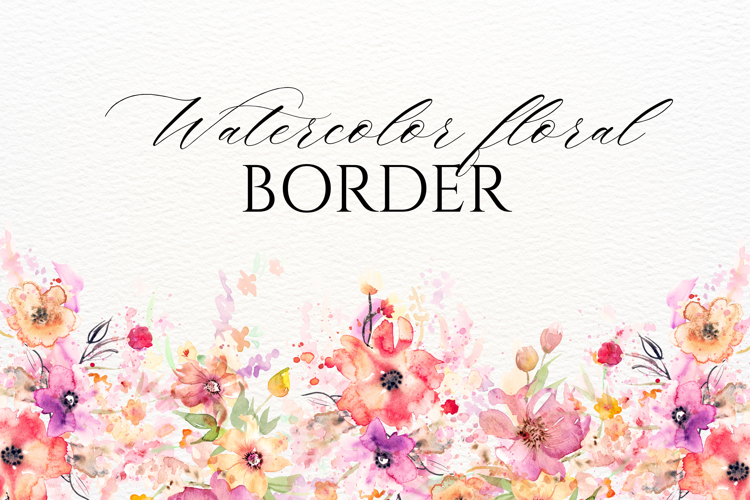 Watercolor Floral Border PNG
