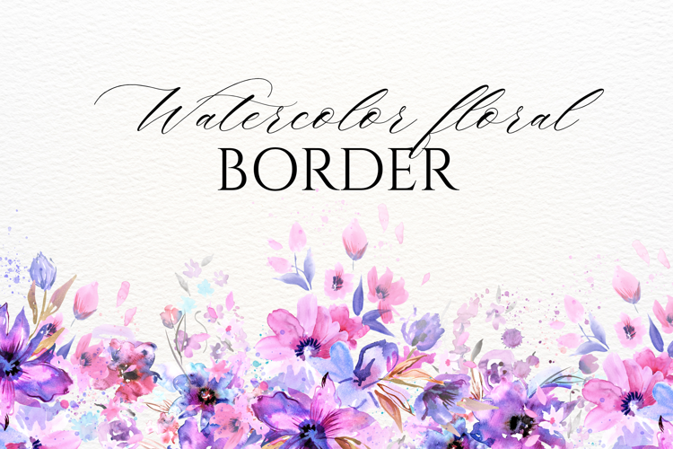 Watercolor Floral Border PNG