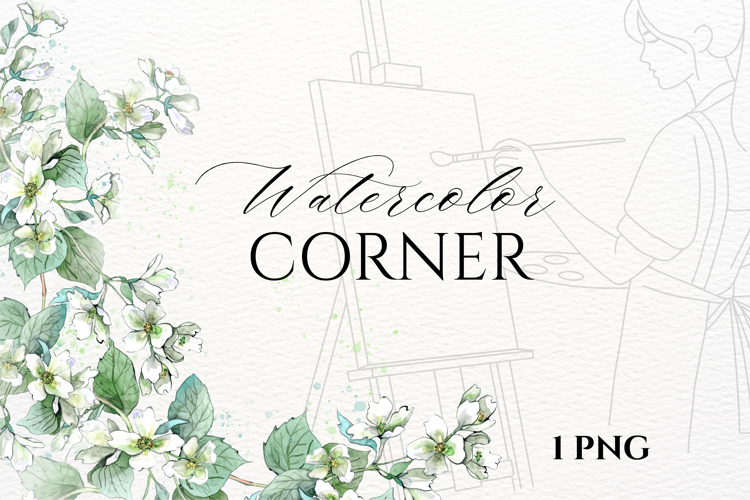 Watercolor Jasmine Floral Border PNG