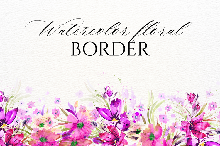 Watercolor Floral Border PNG