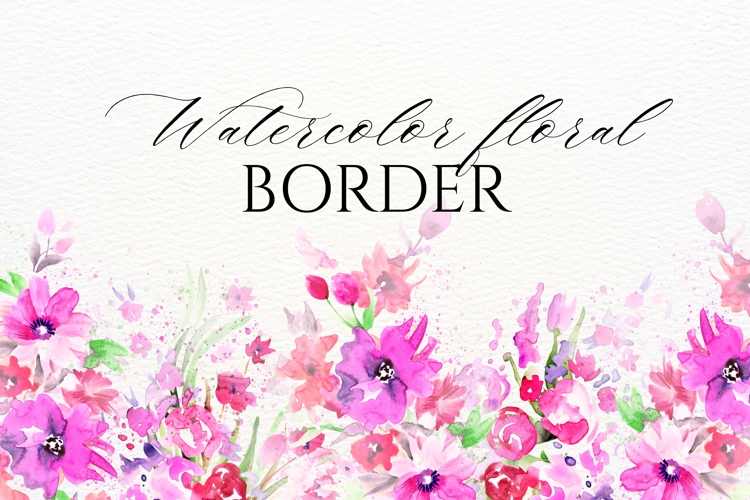 Watercolor Floral Border PNG