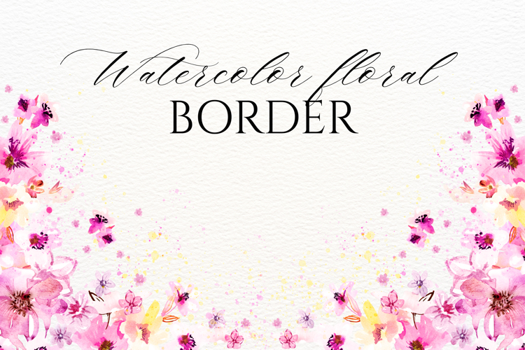 Watercolor Floral Border PNG