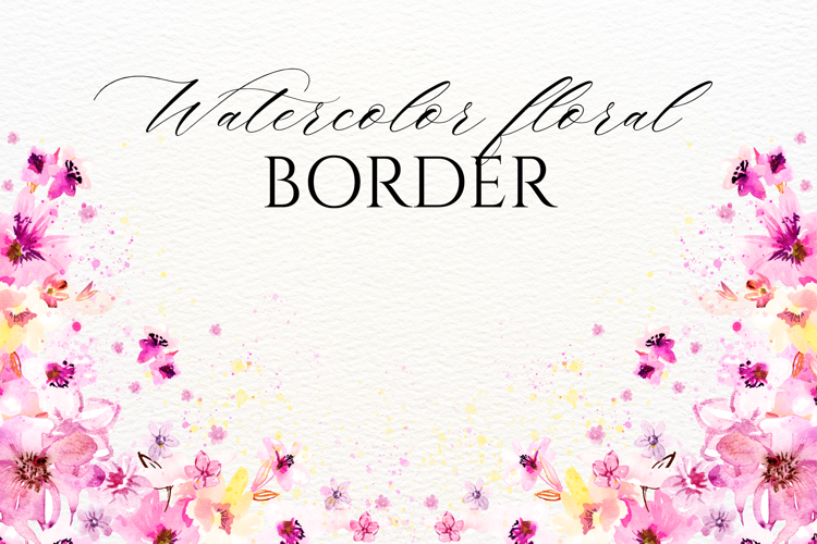 Watercolor Floral Border PNG