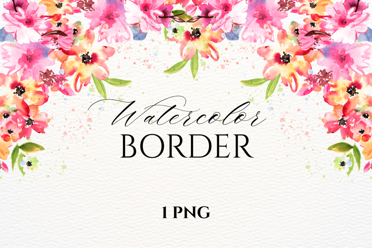 Watercolor Floral Border PNG