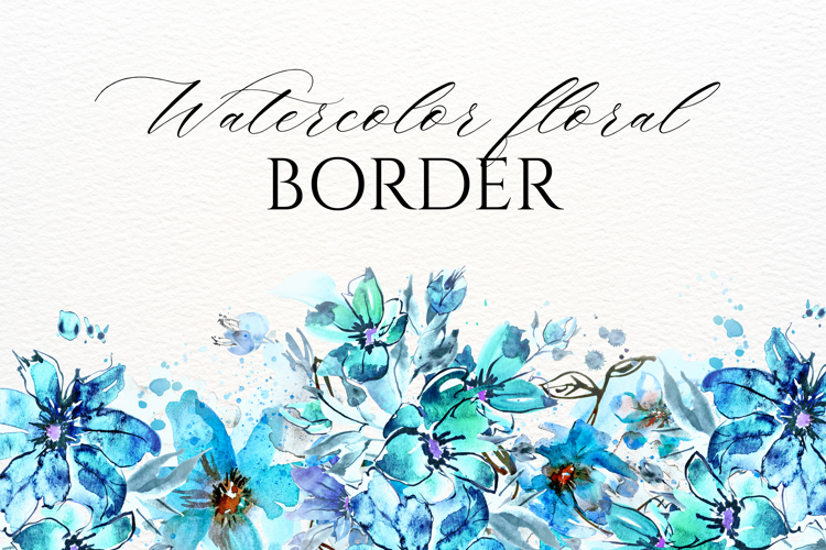 Watercolor Floral Border PNG