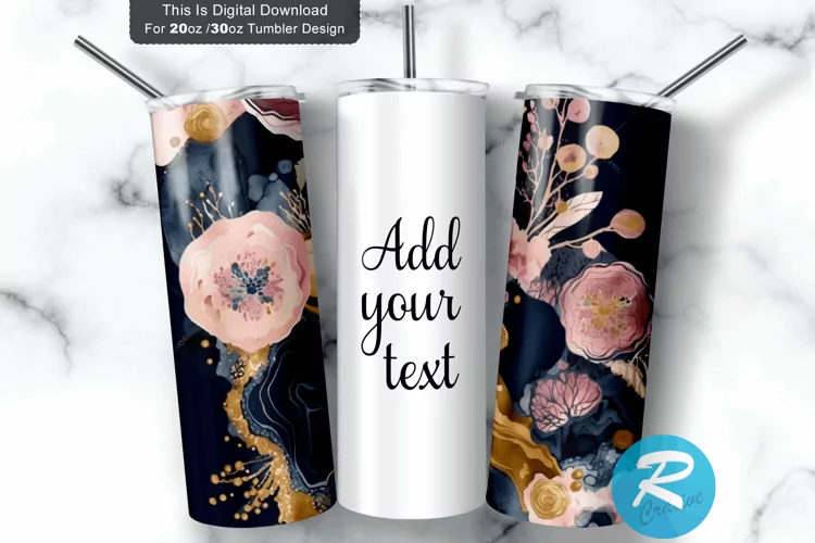 Watercolor Floral Agate 20oz/30oz Skinny Tumbler
