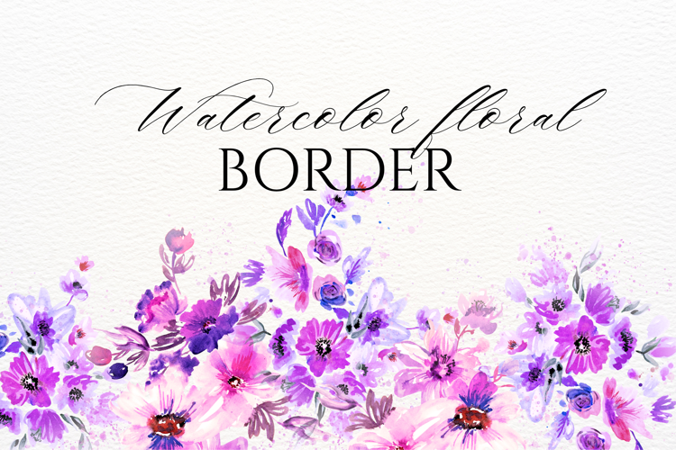 Watercolor Floral Border PNG