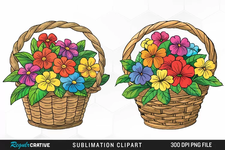 Watercolor Floral Basket Exquisite Clipart