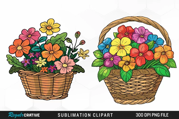 Watercolor Floral Basket Exquisite Clipar