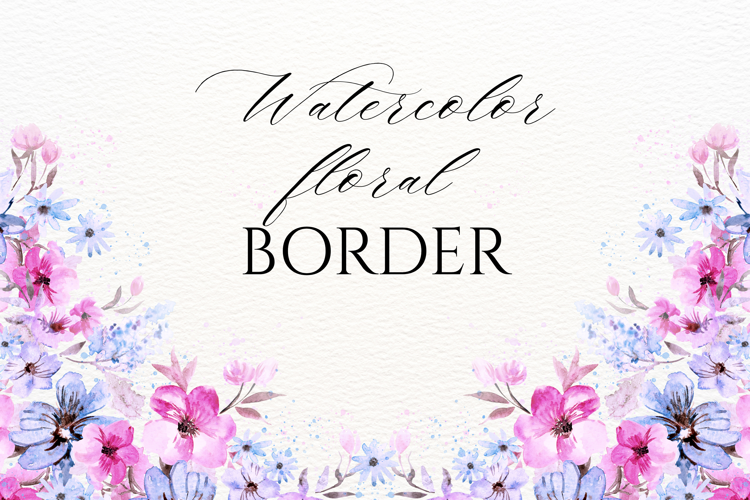 Watercolor Floral Border PNG