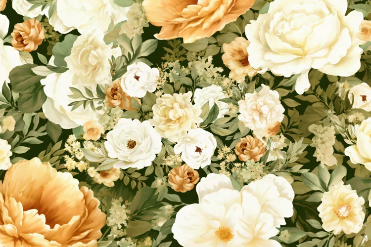 Watercolor floral border wreath with green leaves background