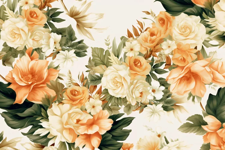Watercolor floral border wreath with green leaves background