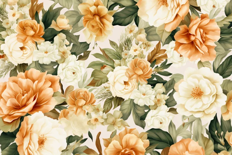Watercolor floral border wreath with green leaves background