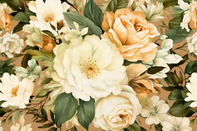 Watercolor floral border wreath with green leaves background