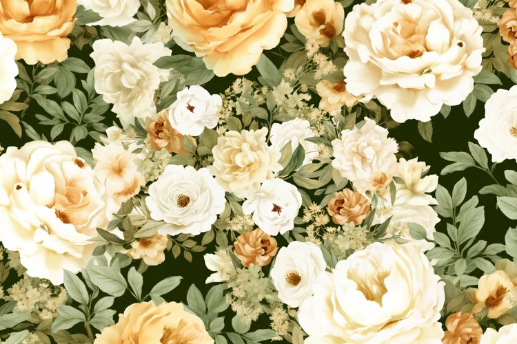 Watercolor floral border wreath with green leaves background